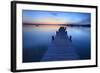 Germany, Bavaria, Ammersee (Lake Ammer), Herrsching, Footbridge at Sundown-Andreas Vitting-Framed Photographic Print