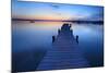 Germany, Bavaria, Ammersee (Lake Ammer), Herrsching, Footbridge at Sundown-Andreas Vitting-Mounted Photographic Print