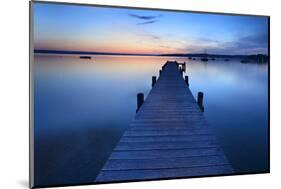 Germany, Bavaria, Ammersee (Lake Ammer), Herrsching, Footbridge at Sundown-Andreas Vitting-Mounted Photographic Print