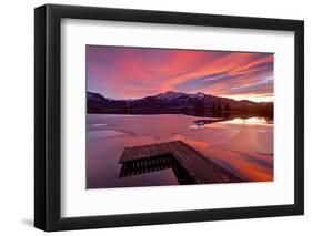 Germany, Bavaria, Bavarian Alps, Kochelmoos, Kochler Moss, View over the Eichsee on Herzogstand and-Bernd Rommelt-Framed Photographic Print