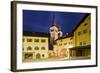 Germany, Bavaria, Berchtesgaden, Berchtesgaden, Church in Old Town at Dusk-Rainer Mirau-Framed Photographic Print