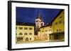 Germany, Bavaria, Berchtesgaden, Berchtesgaden, Church in Old Town at Dusk-Rainer Mirau-Framed Photographic Print