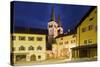 Germany, Bavaria, Berchtesgaden, Berchtesgaden, Church in Old Town at Dusk-Rainer Mirau-Stretched Canvas