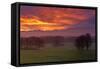 Germany, Bavaria, Faistenberg, Red Sky About the Bavarian Alpine Foothills and the Mangfallgebirge-Bernd Rommelt-Framed Stretched Canvas