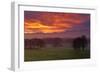 Germany, Bavaria, Faistenberg, Red Sky About the Bavarian Alpine Foothills and the Mangfallgebirge-Bernd Rommelt-Framed Photographic Print