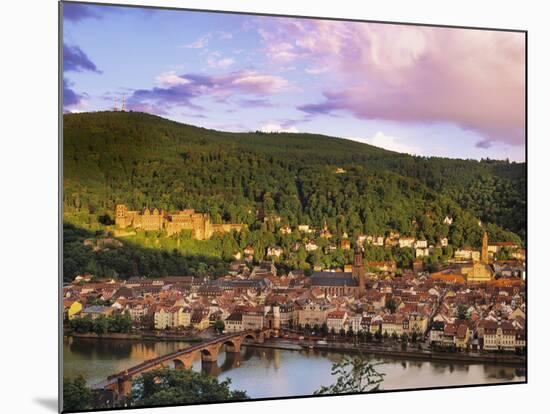 Germany, Bavaria, Heidelberg, Overview of Alte Brucke and the River Neckar-Shaun Egan-Mounted Photographic Print