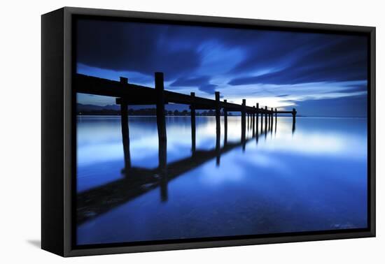 Germany, Bavaria, Lake Chiem, after Sundown with Overseas-Andreas Vitting-Framed Stretched Canvas