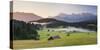 Germany, Bavaria, Lake Geroldsee, Northern Karwendel Range, Huts-Rainer Mirau-Stretched Canvas