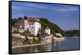Germany, Bavaria, Lower Bavaria, Donau-Inn, Passau, the Danube with Veste Niederhaus-Udo Siebig-Framed Stretched Canvas
