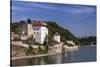Germany, Bavaria, Lower Bavaria, Donau-Inn, Passau, the Danube with Veste Niederhaus-Udo Siebig-Stretched Canvas