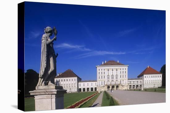 Germany, Bavaria, Munich, Gardens of 17th-Century Baroque Nymphenburg Palace, Statue-null-Stretched Canvas
