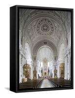 Germany, Bavaria, Munich, Nave of Michaelskirche, Second Largest Barrel-Vaulted Roof in the World t-John Warburton-lee-Framed Stretched Canvas