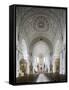 Germany, Bavaria, Munich, Nave of Michaelskirche, Second Largest Barrel-Vaulted Roof in the World t-John Warburton-lee-Framed Stretched Canvas
