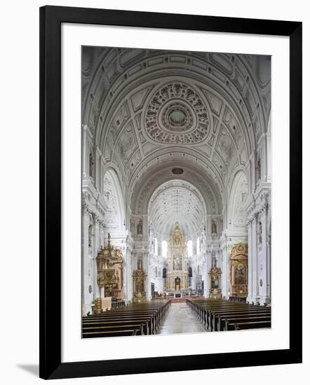 Germany, Bavaria, Munich, Nave of Michaelskirche, Second Largest Barrel-Vaulted Roof in the World t-John Warburton-lee-Framed Photographic Print