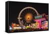 Germany, Bavaria, Munich, Oktoberfest, Oktoberfest, Ferris Wheel, Night-Udo Siebig-Framed Stretched Canvas