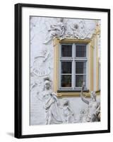 Germany, Bavaria, Munich, Ornate Stucco or Plasterwork Adorning the Front of a House in the City-John Warburton-lee-Framed Photographic Print