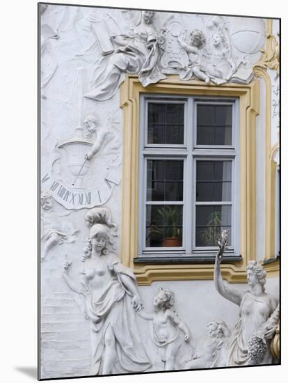 Germany, Bavaria, Munich, Ornate Stucco or Plasterwork Adorning the Front of a House in the City-John Warburton-lee-Mounted Photographic Print