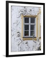 Germany, Bavaria, Munich, Ornate Stucco or Plasterwork Adorning the Front of a House in the City-John Warburton-lee-Framed Photographic Print