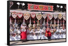 Germany, Bavaria, Munich, Theresienwiese Oktoberfest, Souvenir Stand, Gingerbread Hearts-Udo Siebig-Framed Stretched Canvas