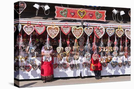 Germany, Bavaria, Munich, Theresienwiese Oktoberfest, Souvenir Stand, Gingerbread Hearts-Udo Siebig-Stretched Canvas