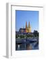 Germany, Bavaria, Regensburg, Danube Shore, Dusk, Cathedral-Chris Seba-Framed Photographic Print