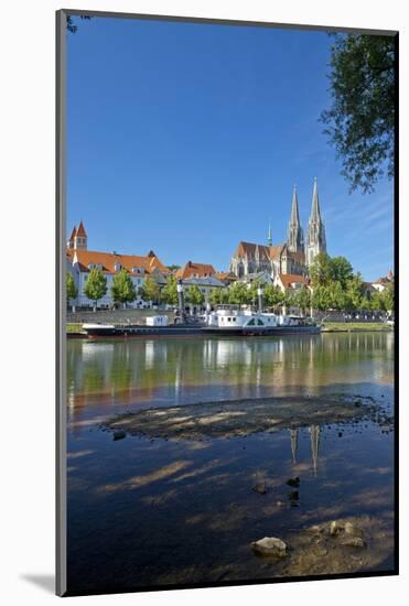 Germany, Bavaria, Regensburg, Danube Shore, Museum Ship, Cathedral-Chris Seba-Mounted Photographic Print