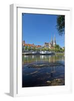 Germany, Bavaria, Regensburg, Danube Shore, Museum Ship, Cathedral-Chris Seba-Framed Photographic Print