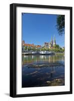 Germany, Bavaria, Regensburg, Danube Shore, Museum Ship, Cathedral-Chris Seba-Framed Premium Photographic Print