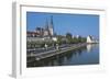 Germany, Bavaria, Regensburg, Ratisbon, Old Town, View by River Danube-null-Framed Giclee Print