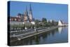 Germany, Bavaria, Regensburg, Ratisbon, Old Town, View by River Danube-null-Stretched Canvas