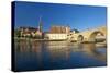 Germany, Bavaria, Regensburg, the Danube, Old Stone Bridge, Cathedral, Salzstadel House-Chris Seba-Stretched Canvas