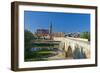 Germany, Bavaria, Regensburg, the Danube, Old Stone Bridge-Chris Seba-Framed Photographic Print