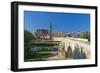 Germany, Bavaria, Regensburg, the Danube, Old Stone Bridge-Chris Seba-Framed Photographic Print