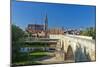 Germany, Bavaria, Regensburg, the Danube, Old Stone Bridge-Chris Seba-Mounted Photographic Print
