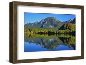 Germany, Bavaria, Sunny Autumn Day, 'Schwansee' (Lake) Near FŸssen, View of Neuschwanstein Castle-Uwe Steffens-Framed Photographic Print