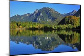 Germany, Bavaria, Sunny Autumn Day, 'Schwansee' (Lake) Near FŸssen, View of Neuschwanstein Castle-Uwe Steffens-Mounted Photographic Print