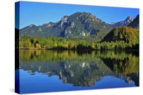 Germany, Bavaria, Sunny Autumn Day, 'Schwansee' (Lake) Near FŸssen, View of Neuschwanstein Castle-Uwe Steffens-Stretched Canvas