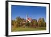 Germany, Bavaria, Upper Bavaria, FŸnfseenland, Andechs, Autumn Landscape with Abbey Andechs-Udo Siebig-Framed Photographic Print