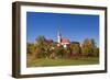 Germany, Bavaria, Upper Bavaria, FŸnfseenland, Andechs, Autumn Landscape with Abbey Andechs-Udo Siebig-Framed Photographic Print