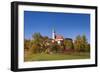 Germany, Bavaria, Upper Bavaria, FŸnfseenland, Andechs, Autumn Landscape with Abbey Andechs-Udo Siebig-Framed Photographic Print