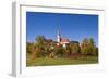 Germany, Bavaria, Upper Bavaria, FŸnfseenland, Andechs, Autumn Landscape with Abbey Andechs-Udo Siebig-Framed Photographic Print