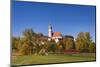 Germany, Bavaria, Upper Bavaria, FŸnfseenland, Andechs, Autumn Landscape with Abbey Andechs-Udo Siebig-Mounted Premium Photographic Print