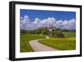 Germany, Bavaria, Upper Bavaria, FŸnfseenland, Andechs, Spring Scenery with Cloister of Andechs-Udo Siebig-Framed Photographic Print