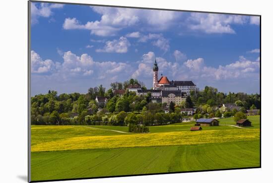 Germany, Bavaria, Upper Bavaria, FŸnfseenland, Andechs, Spring Scenery with Cloister of Andechs-Udo Siebig-Mounted Photographic Print