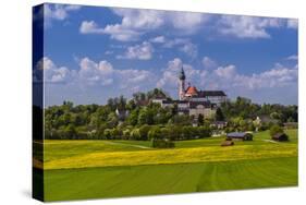 Germany, Bavaria, Upper Bavaria, FŸnfseenland, Andechs, Spring Scenery with Cloister of Andechs-Udo Siebig-Stretched Canvas