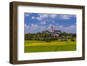 Germany, Bavaria, Upper Bavaria, FŸnfseenland, Andechs, Spring Scenery with Cloister of Andechs-Udo Siebig-Framed Photographic Print