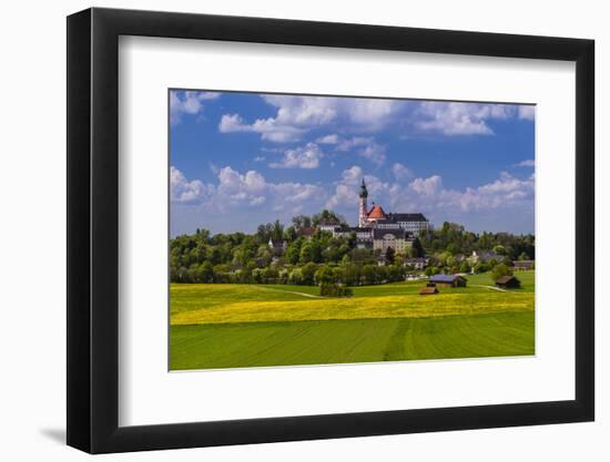 Germany, Bavaria, Upper Bavaria, FŸnfseenland, Andechs, Spring Scenery with Cloister of Andechs-Udo Siebig-Framed Photographic Print