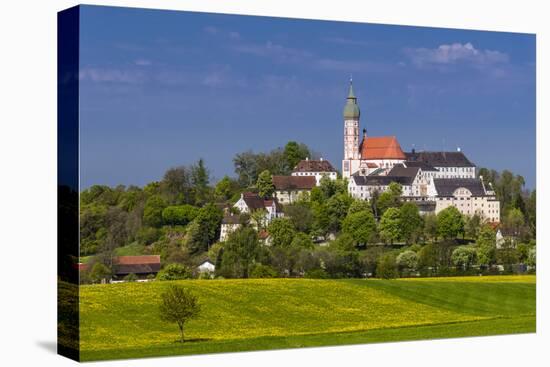 Germany, Bavaria, Upper Bavaria, FŸnfseenland, Andechs, Spring Scenery with Cloister of Andechs-Udo Siebig-Stretched Canvas