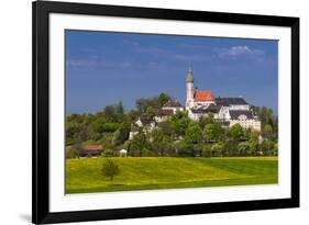 Germany, Bavaria, Upper Bavaria, FŸnfseenland, Andechs, Spring Scenery with Cloister of Andechs-Udo Siebig-Framed Photographic Print