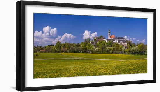 Germany, Bavaria, Upper Bavaria, FŸnfseenland, Andechs, Spring Scenery with Cloister of Andechs-Udo Siebig-Framed Photographic Print